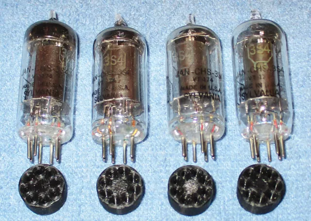 4 NOS Sylvania JAN CHS 3S4 VT-174 Vacuum Tubes Power Pentodes for Vintage Radios