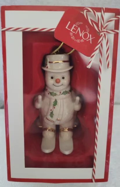 Lenox Happy Holly Days Fresh Powder Snowman Ornament 4.5" - NEW