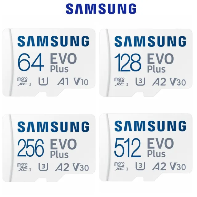 Micro SD Card SamSung Evo Plus 64GB 128GB 256G 512GB Class 10 SD Memory 130Mb/s