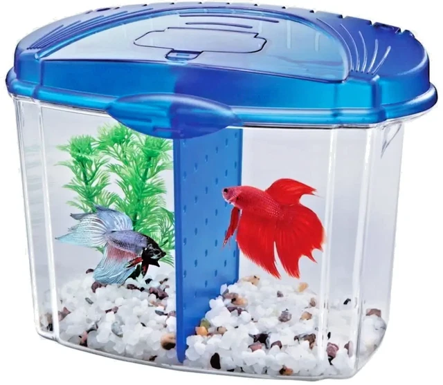 Aqueon Betta Bowl Aquarium Fish Tank Kit, Blue, Half .5 Gallon