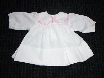 Vtg Alexis Crisp White Baby Dress Pink Embroidery 6-10 LBS CUTE