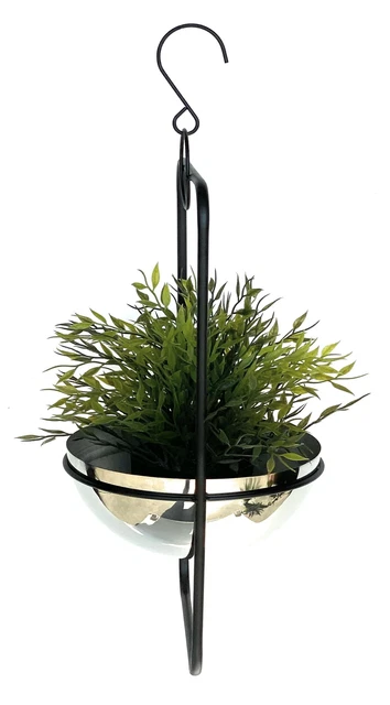 Blumenampel Innen Metall Wand Hängepflanzen 45 cm 96083 S mit Topf Silber Modern 5