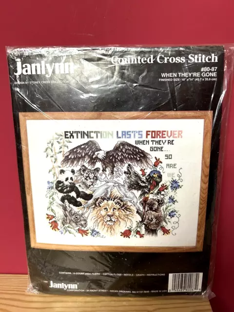 Janlynn EXTINCTION LASTS FOREVER Cross Stitch Kit - 18" x 14"  When They're Gone