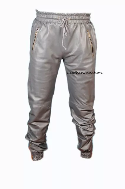 Neuf Homme Gris Peau D'Agneau Sweat Pantalon 100% Véritable Décontracté Usure