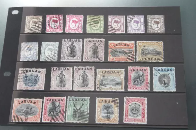 Labuan, Including Stamps Of North Borneo Optd, Used Range In Large Card, Used