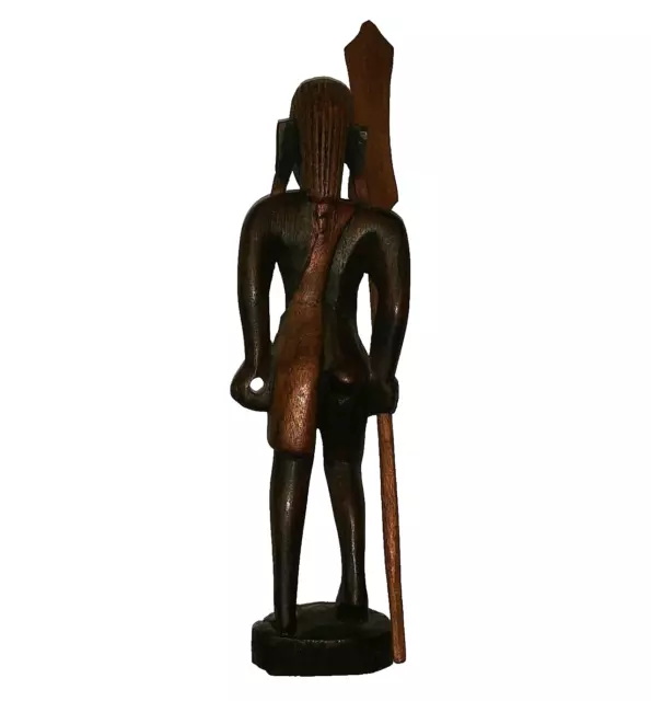 Hand Carved Wood African Tribal warrior Hunter with Spear Statue figure 10" Tall 3