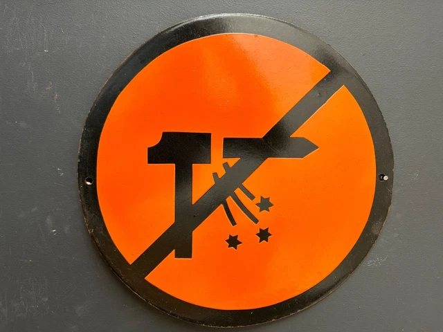 ORANGE WARNING SIGN Vintage European Industrial Enamel Signs Decoration