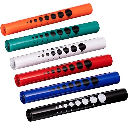 Novamedic 6 Pack Multi-Color Disposable LED Pen Light with Pupil Gauge Medica...