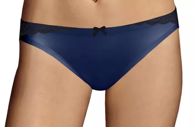 MAIDENFORM Comfort Devotion Embellished Navy Blue Bikini Panty Womens S M L XL