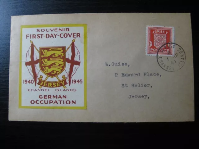 JERSEY THIRD REICH WWII OCCUPATION Mi. #2 scarce used stamp first day cover FDC!