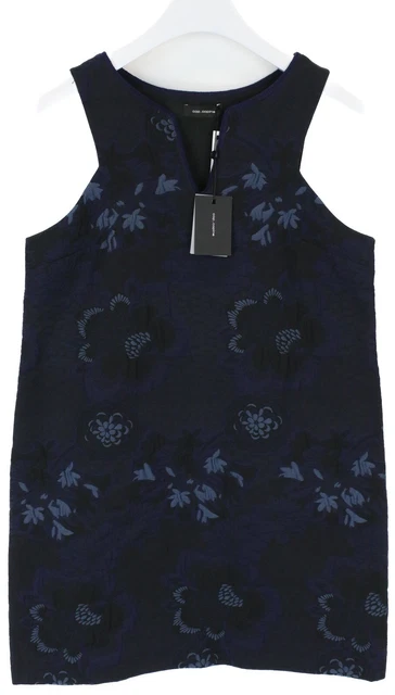 Cop Copine Takeda Robe Femmes Ue 40 Midi Tunique Type Bleu Fleurs sans Manche