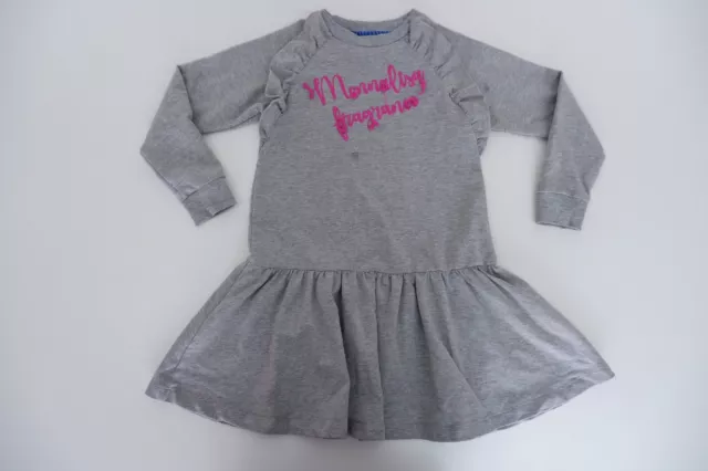 Monnalisa Girls Dress Age 6 Yrs Grey Long Sleeve Logo Embroidered