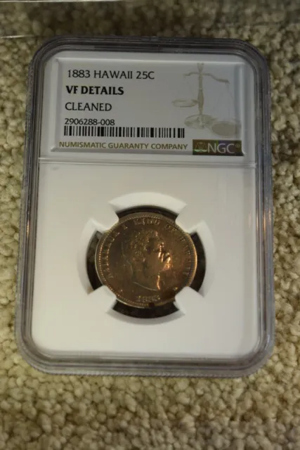 1883 Hawaii Twenty Five Cent Ngc Certified Very Fine Details Coin #83