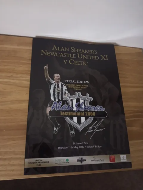 Alan Shearer Newcastle X1 V Celtic Testimonial 2006 Official Souvenir Programme