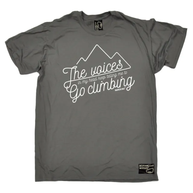 T-shirt Voices in My Head da uomo Adrenaline Addict regalo di compleanno arrampicata su roccia