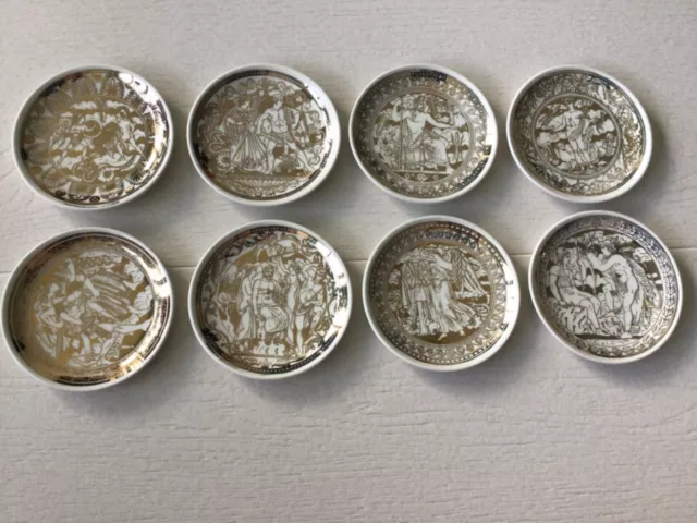 Set Of 8 Fornasetti "Mitologia" 4in Plates Made Exclusively For Bonwit Teller Set Of 8 Fornasetti "Mitologia" 4in Plates Made Exclusively For Bonwit Teller