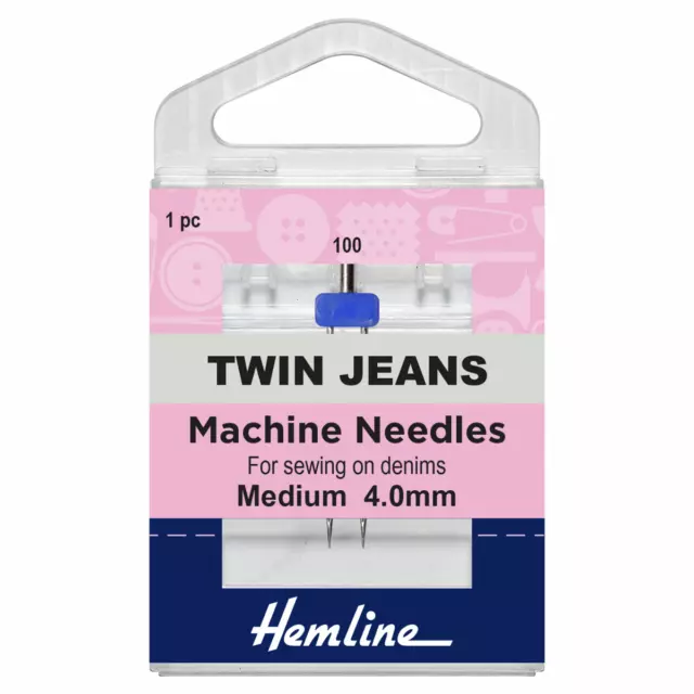 Hemline Twin Jeans Sewing Machine Needles Medium 90/14 4mm Klasse