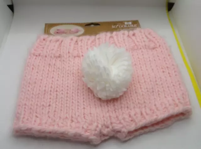 So Adorable 1 PC Hand Knitted  Diaper Cover with Pink White Tail 3-6 months
