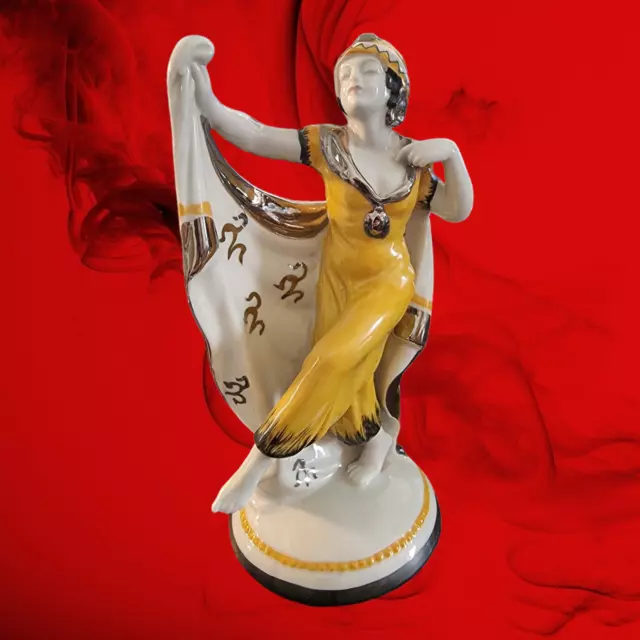 Style Art Déco Art Nouveau Style Porcelaine Danseuse Statue Figur 2