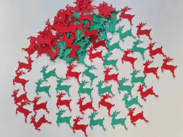 Christmas Reindeer Confetti Table Decoration Card Sprinkles Red Green Eco Xmas