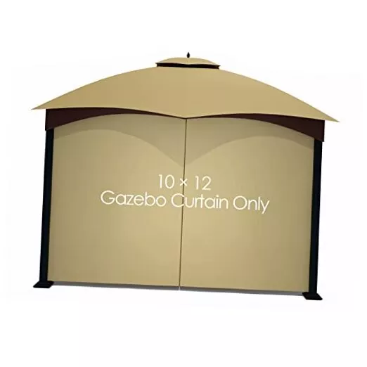 Gazebo Replacement Privacy Curtain with Zipper Outdoor 10' x 12' Khaki