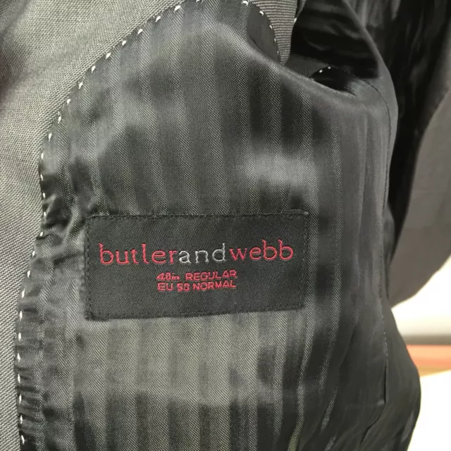 Butler and Webb Charcoal Polyester Jacket Blazer Mens Size 40R Eur 50 2