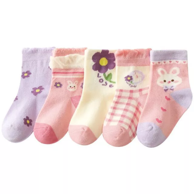 5 Pairs Baby Girls Boys  Breathable Kids Cotton Cartoon Cozy Cute Ankle Socks