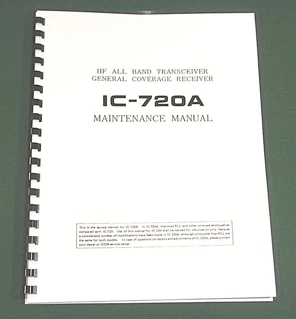 ICOM IC-720A HF All Band Transceiver Instruction Manual +