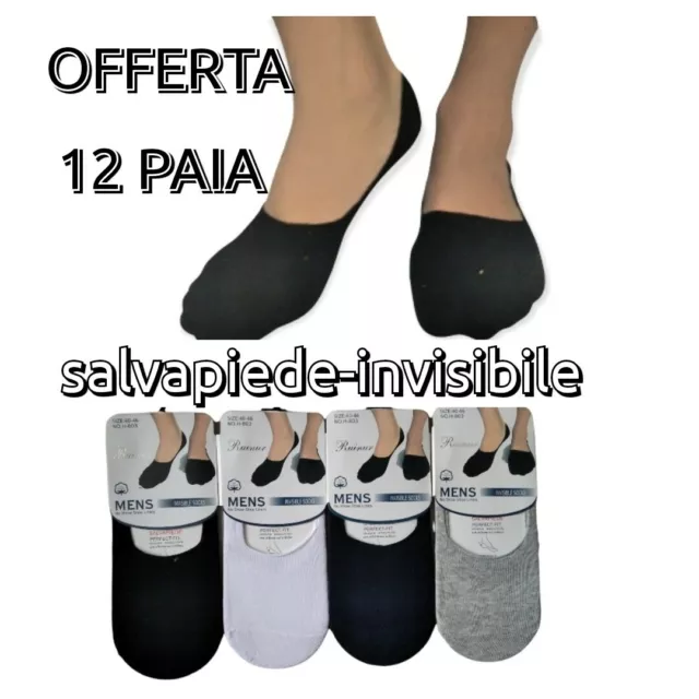 12 paia calze fantasmini Salvapiede Uomo Donna 40-46 Invisibile cotone calzini