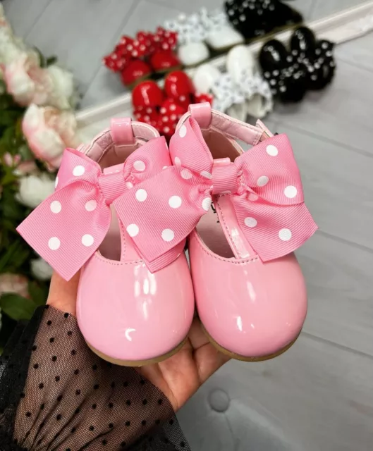 Kids Baby Infants Girls Ribbon Bow Spanish Wedding Party Patent Toddler Shoes Sz