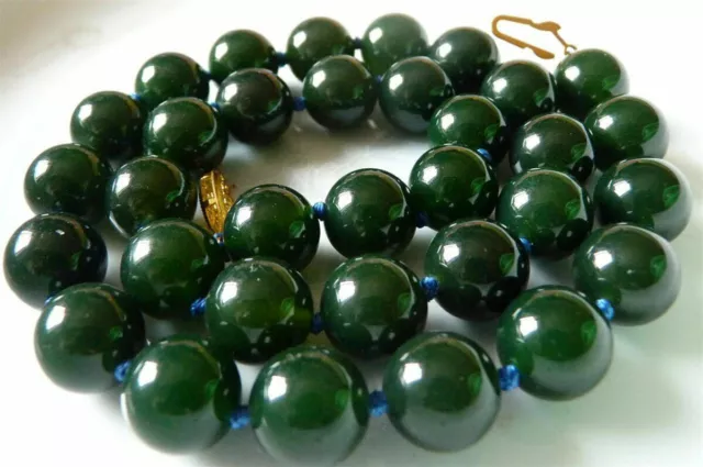 Natural 10mm Dark Green Jade Round Gemstone Beads Necklace 14-48 Inches AAA