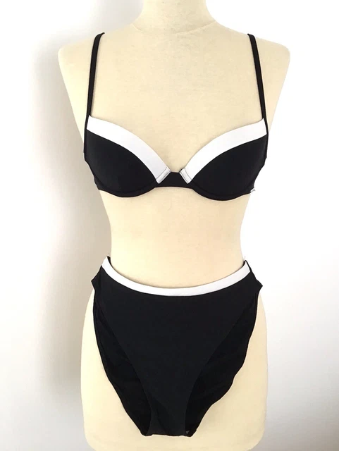 Maillot De Bain Femme 85B 42 Lise Charmel 2 Pièces Noir Et Blanc En Tb État