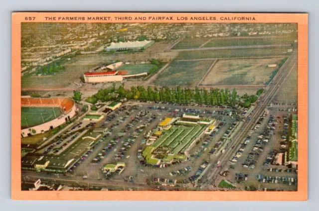 Los Angeles CA-California, The Farmers Market Aerial View, Vintage Postcard