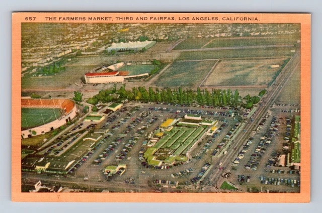 Los Angeles CA-California, The Farmers Market Aerial View, Vintage Postcard