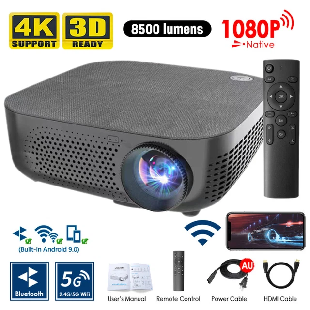 1080P 4K HD Video Projector Wifi USB HDMI Portable 8500 Lumens Mini Home Theater