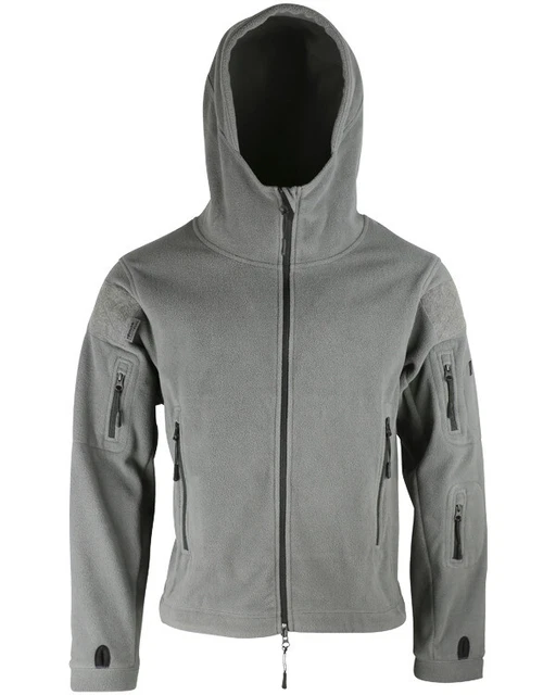 Giacca Pile con cappuccio Maglione felpa softair militare invernale uomo grigio 3
