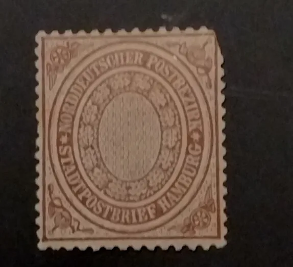 1868 North Germany - Hamburg 1/2 Schilling Postage Stamp Brown MLH. O. G.