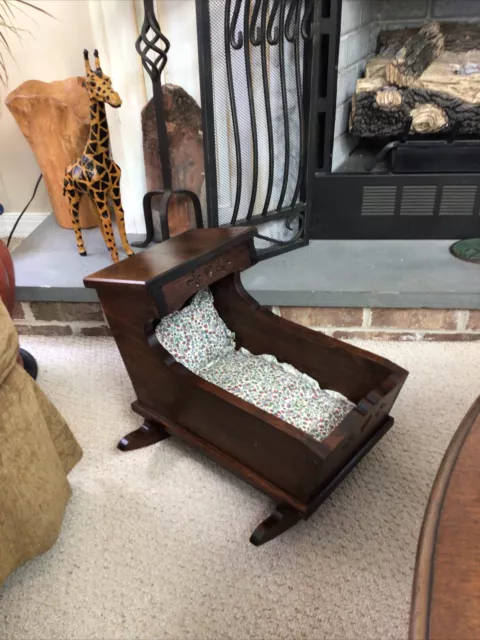 Doll Cradle Bassinet Rocker Handmade Solid Wood 20”16”15”