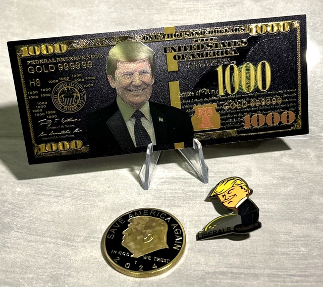 President DONALD TRUMP MAGA SET Banknote 2024 Reserve $1K-PIN & COIN