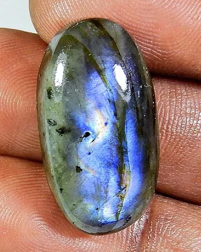 Natural Labradorite Purple Multi Oval Cabochon Loose Gemstone 14X27X09MM U199