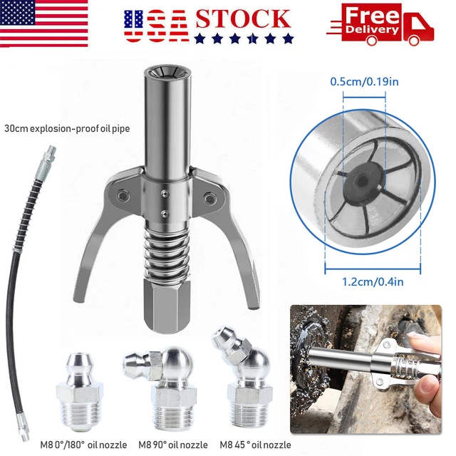 GREASE GUN COUPLER Quick Lock Release Oil Injection Nozzles with