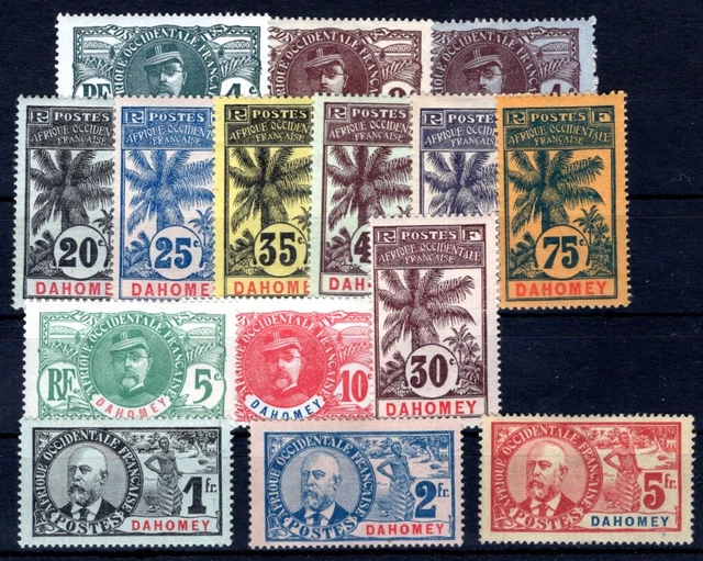 DAHOMEY 1906 Yvert 18-32 * TADELLOS SATZ einzelne auch ** MNH (H1013