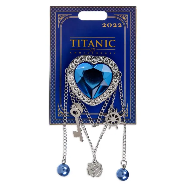 DISNEY Limited Edition Pin w/Charms- TITANIC HEART OF THE OCEAN 25TH ANNIVERSARY