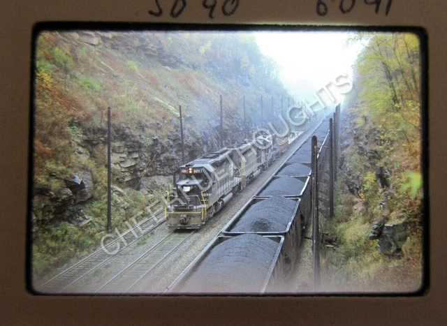 Original '75 Kodachrome Slide PC Penn Central 6091 SD40 Freight action     38W15