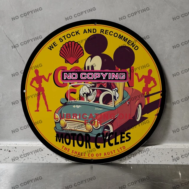 8'' Mickey Mouse Shell Oil Porcelain Sign Gas Station Garge Advertising Oil
