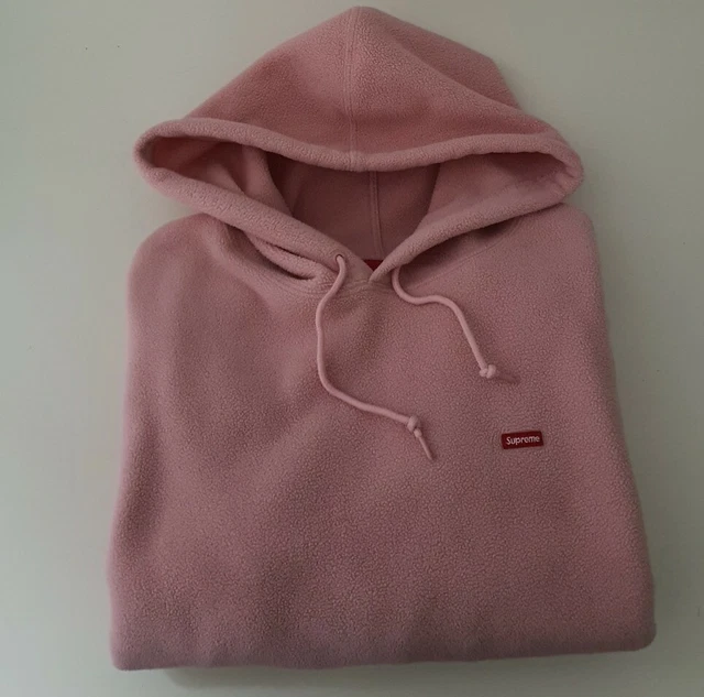 FW17 SUPREME POLARTEC Small box logo Hooded Sweatshirt pink hoodie
