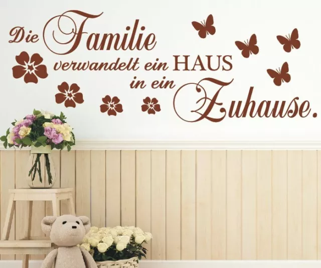 WANDTATTOO SPRUCH FAMILIE verwandelt ein HAUS Zuhause Wandsticker
