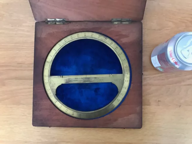 Early  Rare Archbutt Of London Brass Protractor 8 Inch Diameter In Box