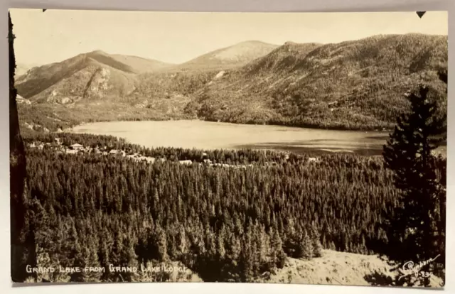 RPPC Grand Lake from Grand Lake Lodge, Rocky Mountain National Park CO Postcard