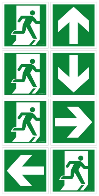 Notausgangsschild Mit Pfeil Rechts – Selbstklebend, Extra Langnachleuchtend (297x148 Mm) Nach DIN – Von Dreifke®